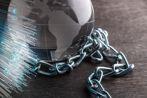 Concept of distribution network technology blockchain. Stock Photos