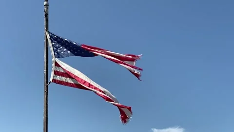 Concept, Divided Nation American Flag Waving - Slow Motion Stock Footage 138671611