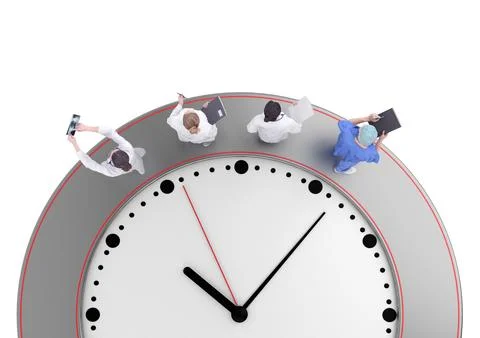 Concept doctors are standing on the clock Stock Illustration