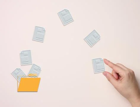Concept of document flow in the company, transition to paperless technology.  写真素材