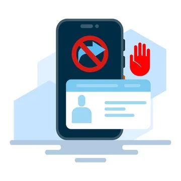 Concept of don't share identity cards on the internet. theft of personal data. Stock Illustration