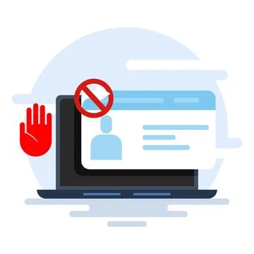 Concept of don't share identity cards on the internet. theft of personal data. Illustrazione stock