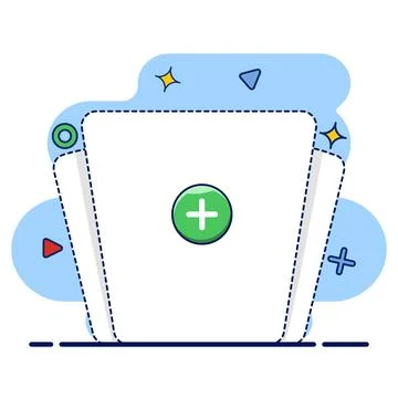 Concept of Drag and Drop documents or files, Add document file button. Stock Illustration