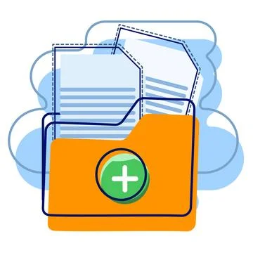 Concept of Drag and Drop documents or files, Add document file button. Stock Illustration