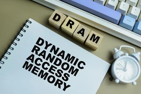 Concept of DRAM - Dynamic Random Access Memory on book Stock Photos