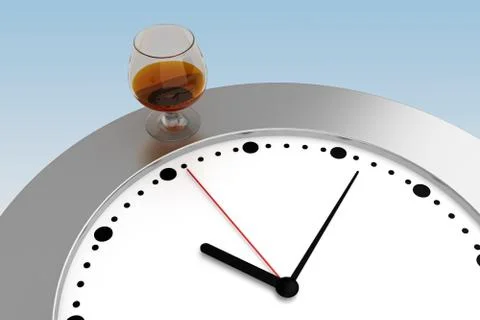 Concept of drinking alcohol at a certain time Stock Illustration