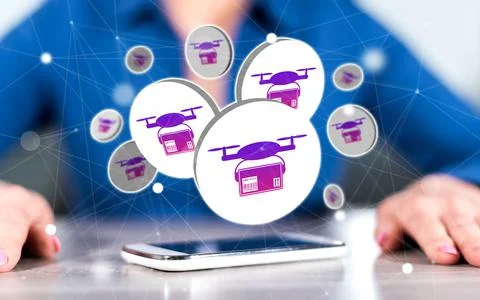 Concept of drone delivery Foto stock