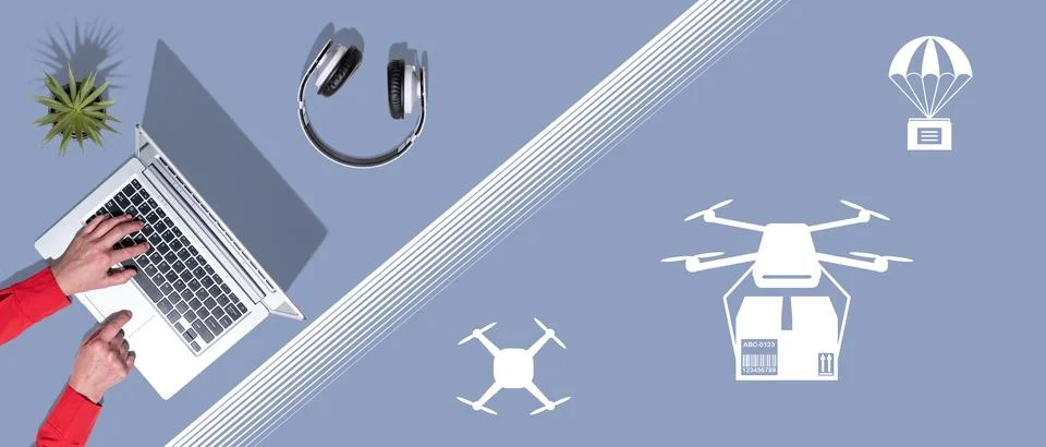 Concept of drone delivery Stock Photos