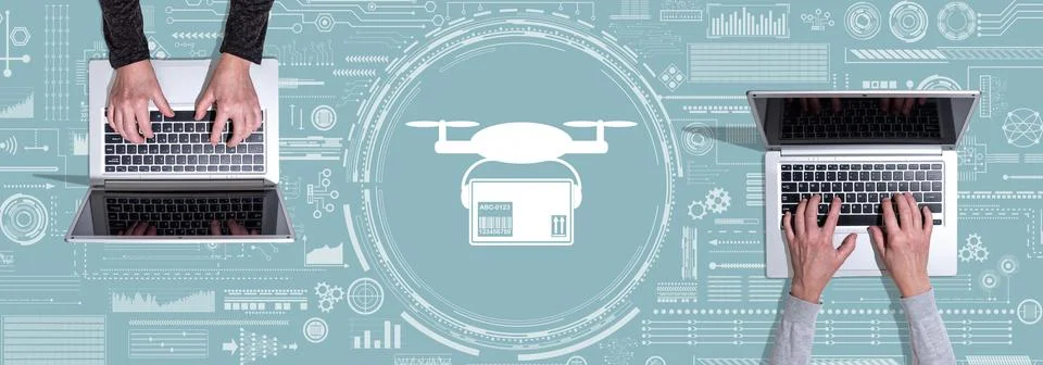 Concept of drone delivery Stock Photos