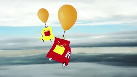Concept - drone technology used to deliver parcels. Stock Footage 143910386