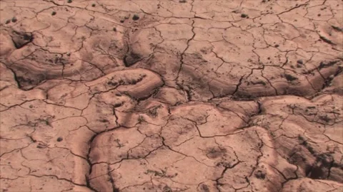 Concept of drought Soil cracked Dry fractured soil drought on lake river sea Vídeo Stock 334030140