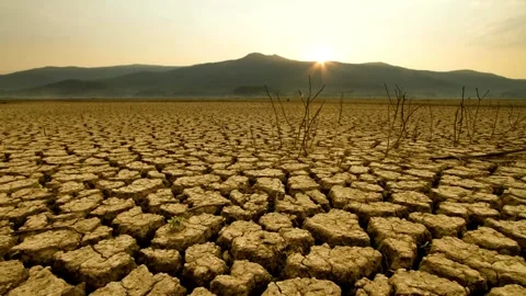 Concept of drought Soil cracked Dry fractured soil drought on lake river sea Stock Footage 334030189