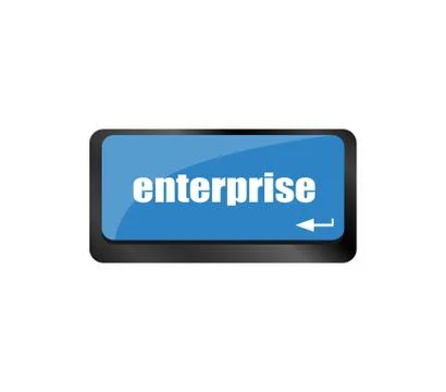 Concept of e-commerce or ecommerce, enterprise, with message on computer keyb Stock Illustration