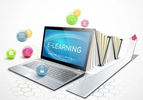 The concept of e-learning. Education online. Laptop as an ebook Stock Illustration