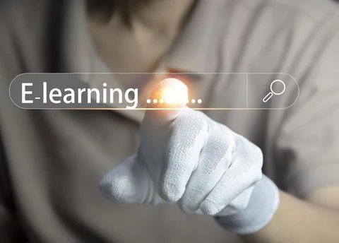 Concept of e-Learning, a learning management system through a network (Lear.. Stock Photos