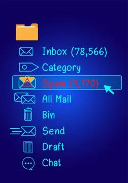 Concept of e-mail and computer viruses internet security, Spam email warnings. 스톡 일러스트
