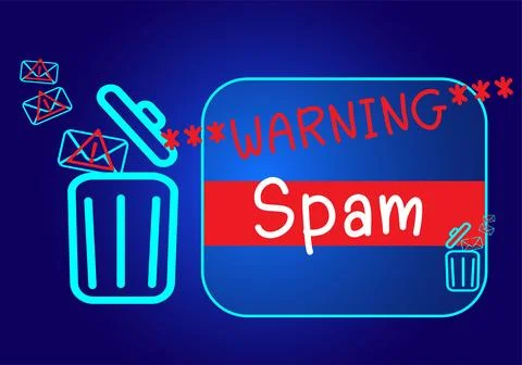 Concept of e-mail and computer viruses internet security, Spam email warnings. Stock Illustration