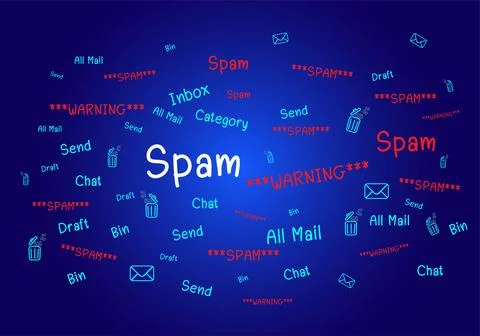 Concept of e-mail and computer viruses internet security, Spam email warnings. イラスト素材