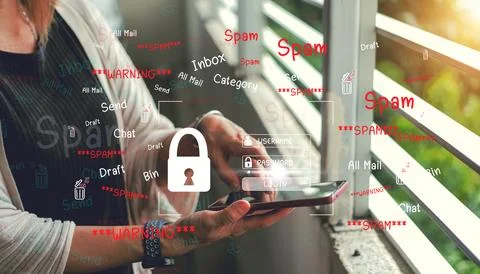 Concept of e-mail and computer viruses. Review the concepts of internet sec.. Stock Photos