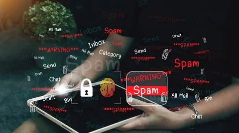 Concept of e-mail and computer viruses. Review the concepts of internet sec.. Stock Photos