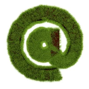 Concept of e-mail symbol covered grass on white background - 3D illustration Foto stock