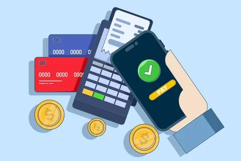 Concept of e-payment, mobile banking, billing, invoice, online bill payment. Stock Illustration