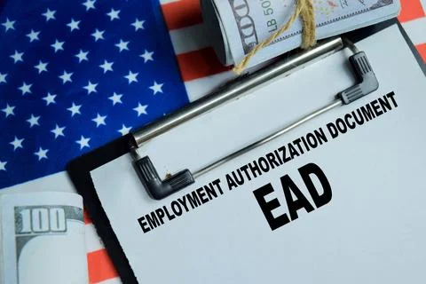 Concept of EAD - Employment Authorization Document write on clipboard 스톡 사진