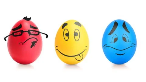 Concept of Easter egg with emotions faces isolated Stock Illustration