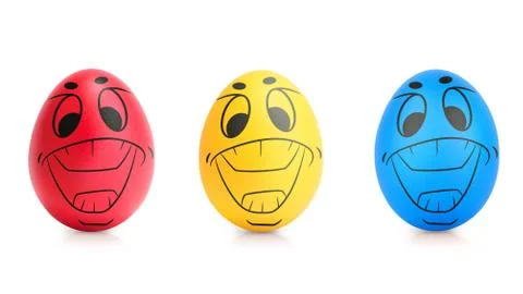 Concept of Easter egg with emotions faces isolated Stock Illustration