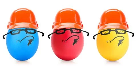 Concept of Easter egg with emotions faces isolated Stock Illustration