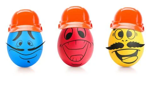 Concept of Easter egg with emotions faces isolated Stock Illustration