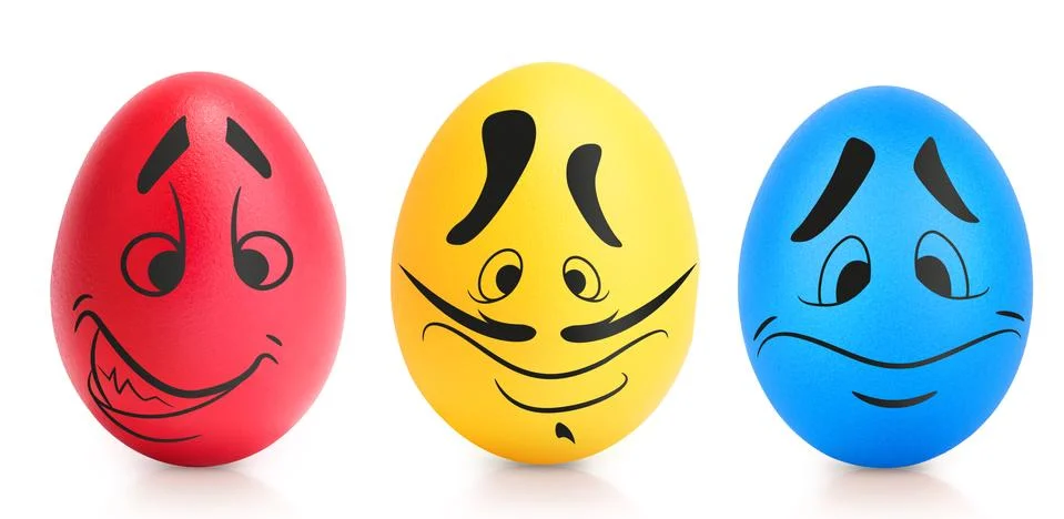 Concept of Easter egg with emotions faces isolated Stock Illustration