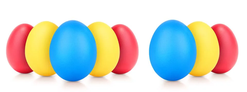 Concept of Easter multi color eggs on white Illustrazione stock