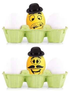 Concept of Easter white and gold eggs in box Illustrazione stock