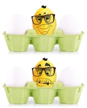 Concept of Easter white and gold eggs in box Stock Illustration