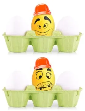 Concept of Easter white and gold eggs in box 스톡 일러스트