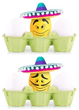 Concept of Easter white and gold eggs in box Stock Illustration