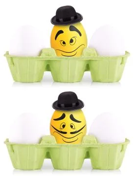 Concept of Easter white and gold eggs in box 스톡 일러스트