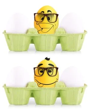 Concept of Easter white and gold eggs in box 스톡 일러스트