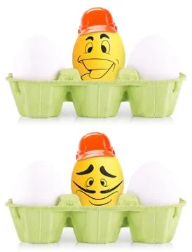 Concept of Easter white and gold eggs in box 스톡 일러스트