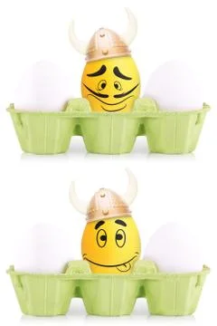 Concept of Easter white and gold eggs in box Stock Illustration