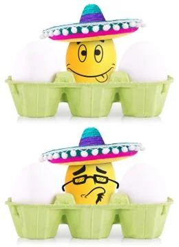 Concept of Easter white and gold eggs in box Stock Illustration