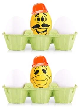 Concept of Easter white and gold eggs in box Stock Illustration