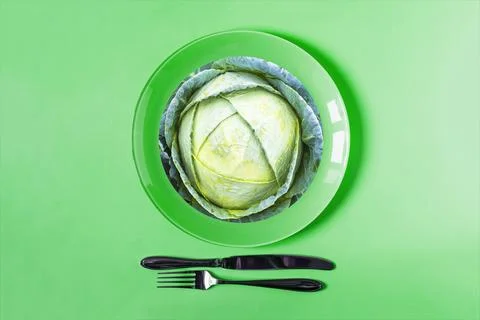 The concept of eating cabbage. Stock Photos