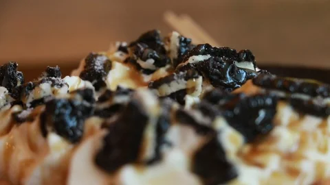 The concept of eating dessert. Eat less dessert and exercise regularly.,Toast Stock Footage 86046499