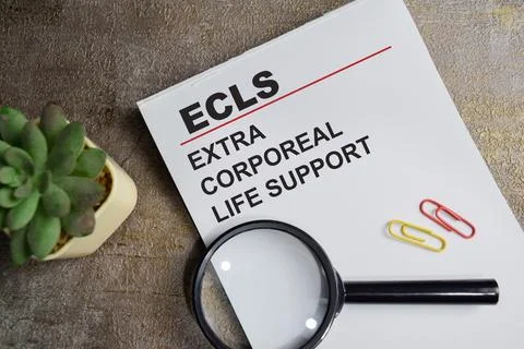 Concept of ECLS - Extra Corporeal Life Support write on book Stock Photos