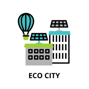 Concept of Eco city, technologies of future and urban innovations Stock Illustration