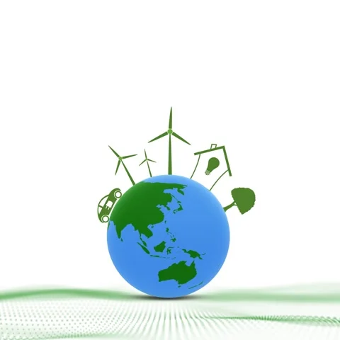 Concept eco earth planet on white square background Stock Footage 341435360