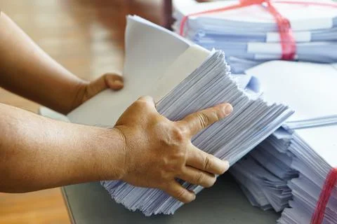 Concept, eco friendly activity for environment, reuse paper. Stock Photos