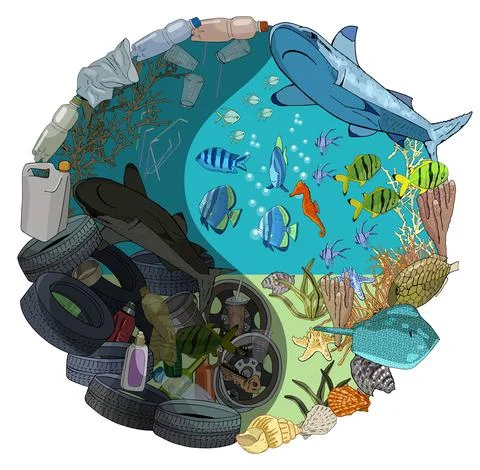 The concept of ecological catastrophe of garbage Stock Illustration